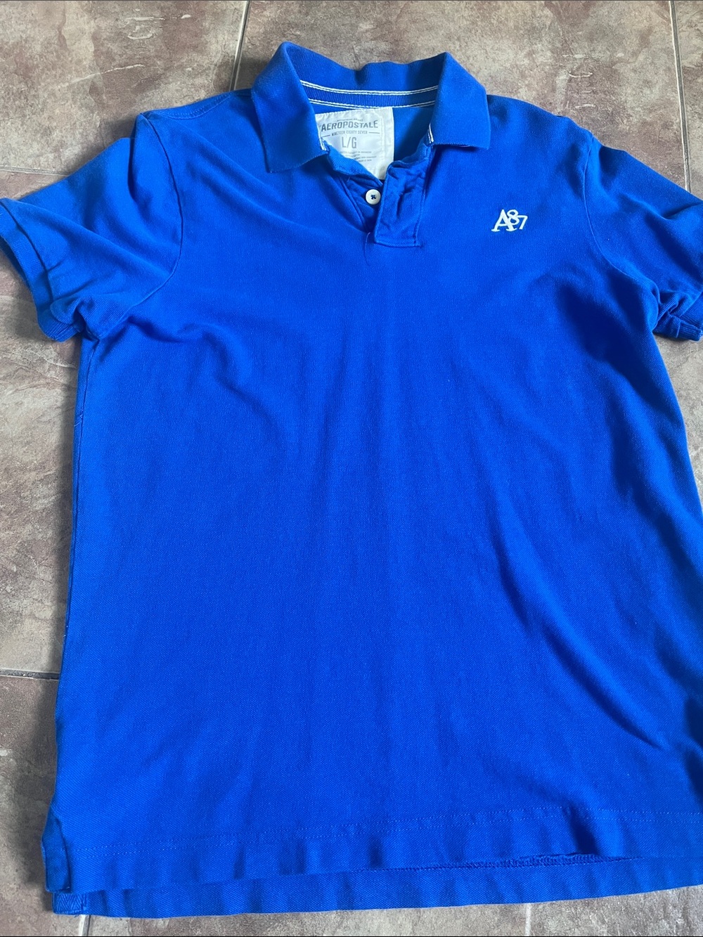 Aeropostale Royal Blue Polo Shirt with White Stitching